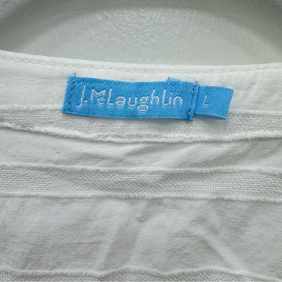 J. McLaughlin White Textured Button Cotton blend gorgeous lightweight Blouse SzL - Picture 5 of 5